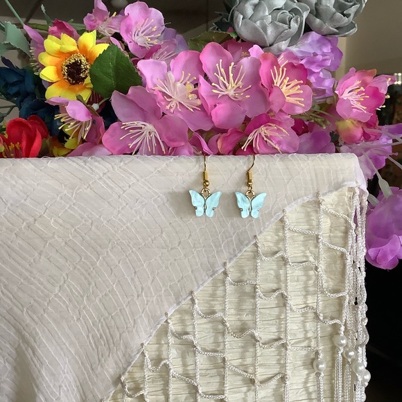 🌸 2PC: EARRINGS & NECKLACE BOHO SET BUTTERFLY BUNDLE SET BLUE FAIRY PRETTY CHIC - Picture 5 of 11